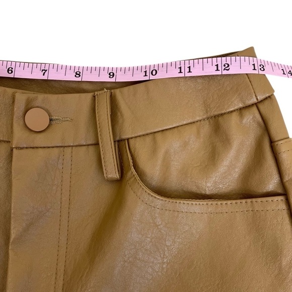 PacSun 90s Faux Leather Pants Straight Leg High Rise Mom Pants Camel Tan Sz S - Picture 13 of 16